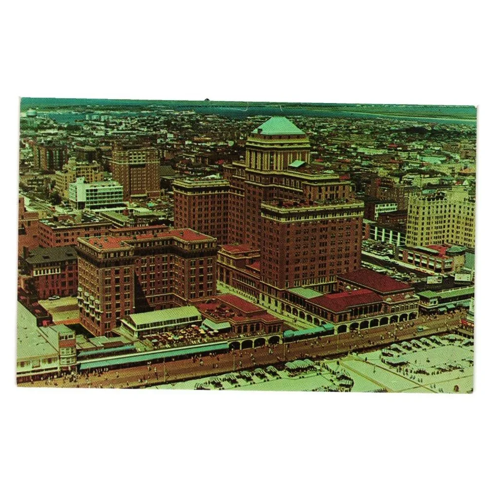 Vintage Atlantic City Postcard Chalfonte Haddon Hall Aerial View Resort Vacation